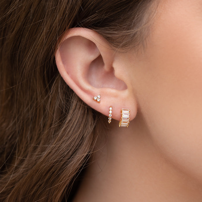 Bling Baguette Huggie Hoops