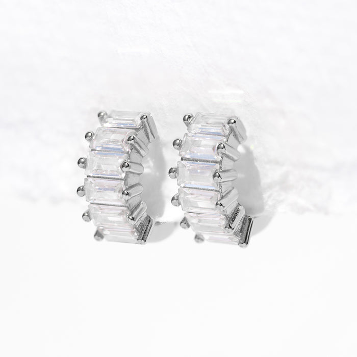 Bling Baguette Huggie Hoops