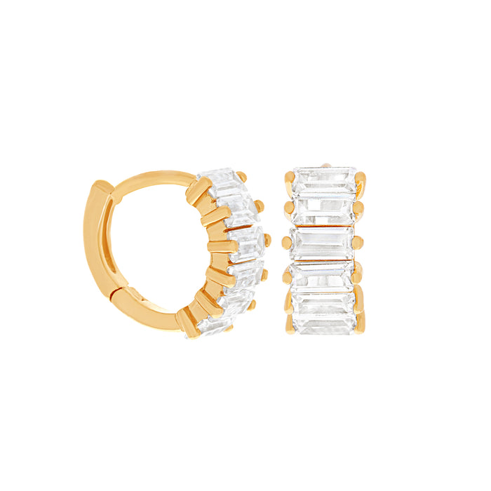 Bling Baguette Huggie Hoops
