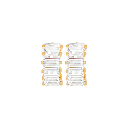 Bling Baguette Huggie Hoops