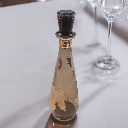 Bohemian Crystal Wine Decanter Czechoslovakia Art Glass Silver Deposit Barware