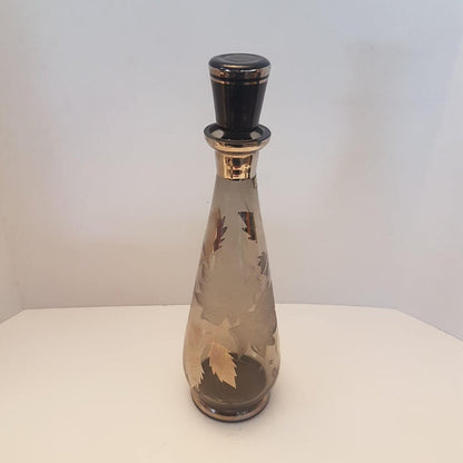Bohemian Crystal Wine Decanter Czechoslovakia Art Glass Silver Deposit Barware