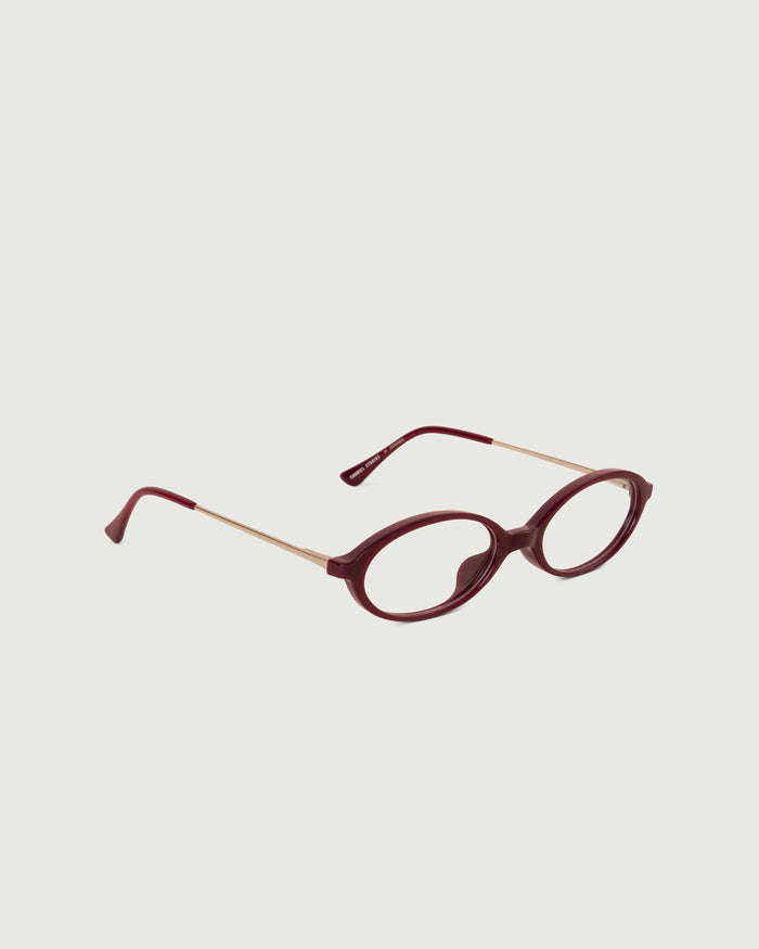 Crimson::Bonnie Eyeglasses oval Red castor seed front diagonal