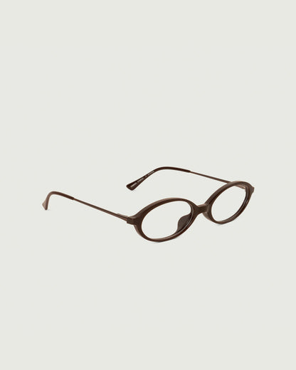 Ganache::Bonnie Eyeglasses oval Brown castor seed front diagonal