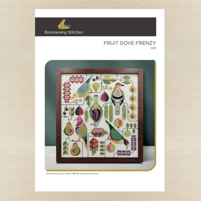 Boomerang Stitches - Fruit Dove Frenzy - Cross Stitch Chart IH and/or Roxy Floss Co Threads