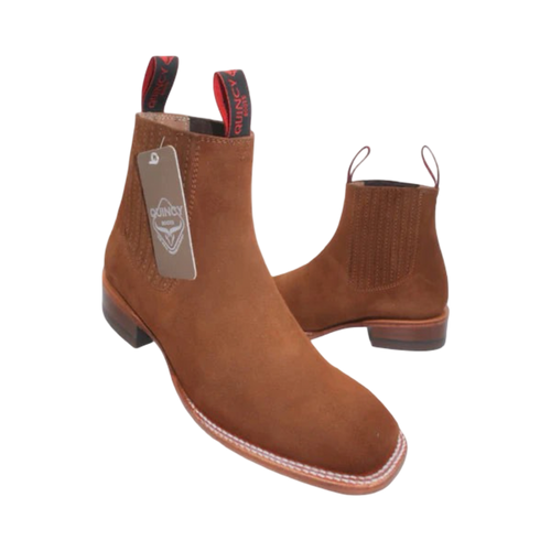 Botines Charros Quincy de Gamuza con Punta Cuadrada Q68B6350
