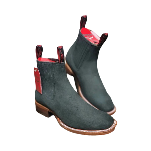 Botines Charros Quincy de Gamuza con Punta Cuadrada Q68B6350