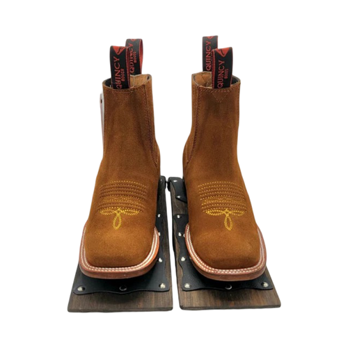 Botines Charros Quincy de Gamuza con Punta Cuadrada