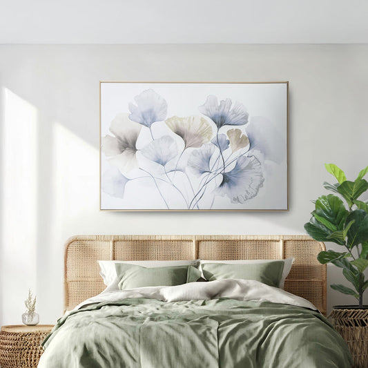 Brushmarks Embellished Canvas Blue Ginko by Urban Style