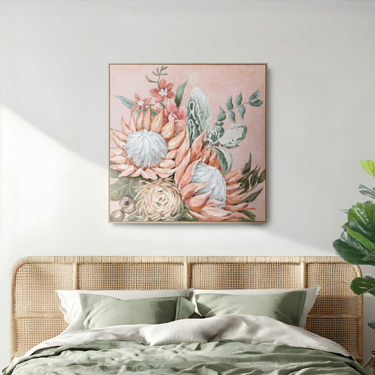 Brushmarks Embellished Canvas Protea Pink by Urban Style