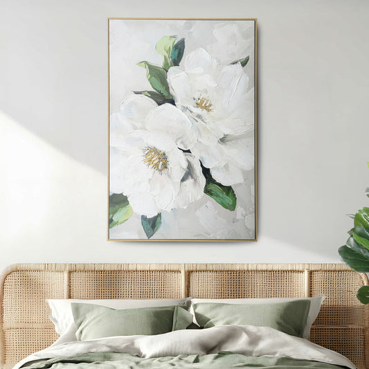 Brushmarks Embellished Canvas White Magnolia by Urban Style