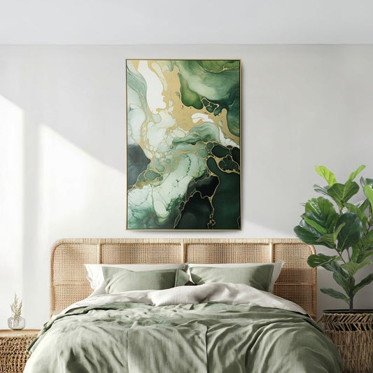 Brushmarks Foiled Canvas Green Marble by Urban Style