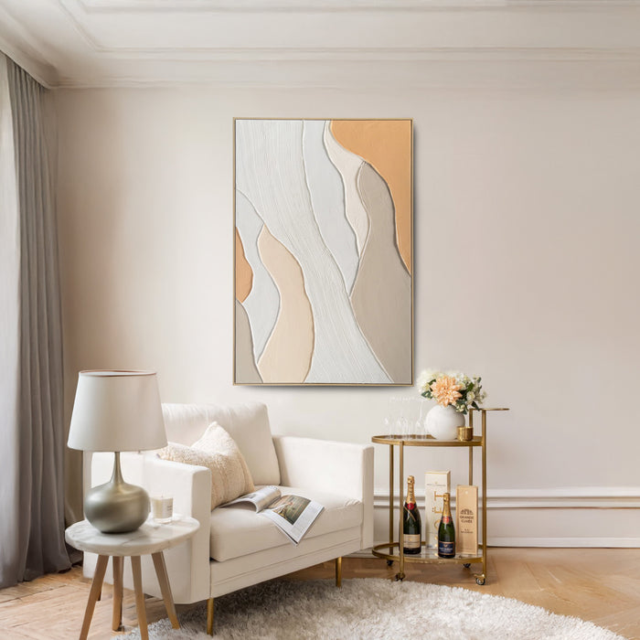 Brushmarks Oil Painting Textured Apricot Waves by Urban Style