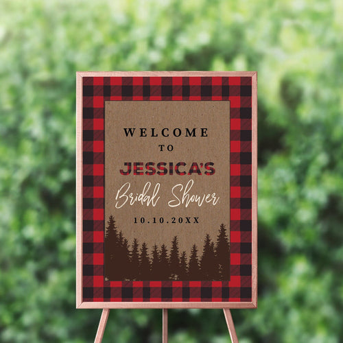 Buffalo Plaid Bridal Shower Welcome Sign, Personalized Printed Sign
