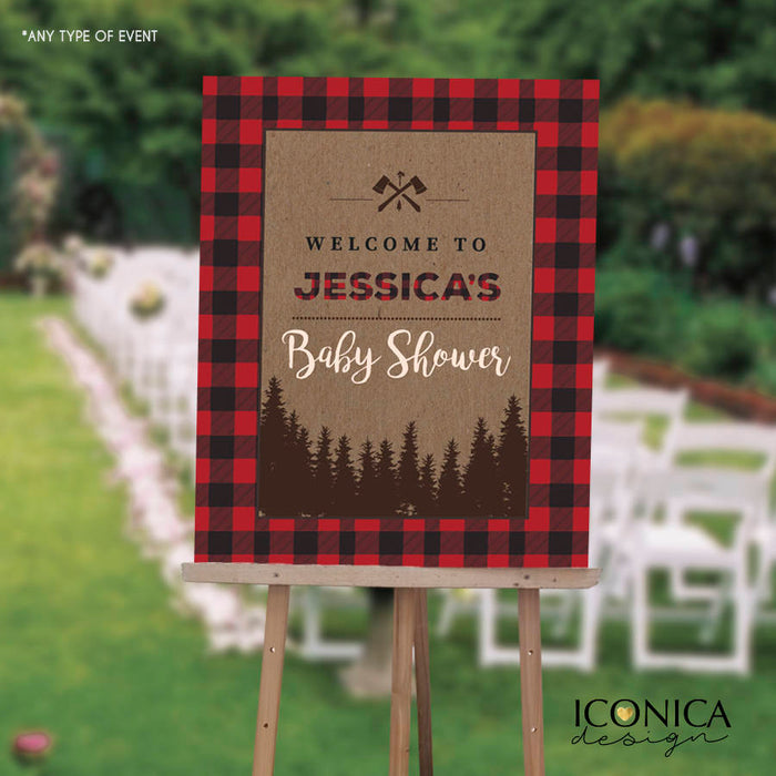 Buffalo Plaid Bridal Shower Welcome Sign, Personalized Printed Sign