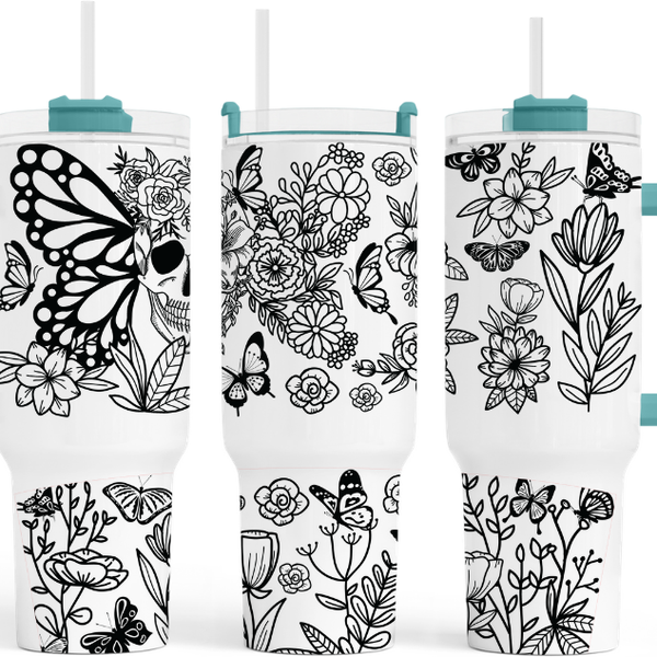 Butterfly Candy Skull 40 oz. Tumbler