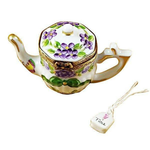 Teapot - Butterfly Porcelain Limoges China French Trinket Box