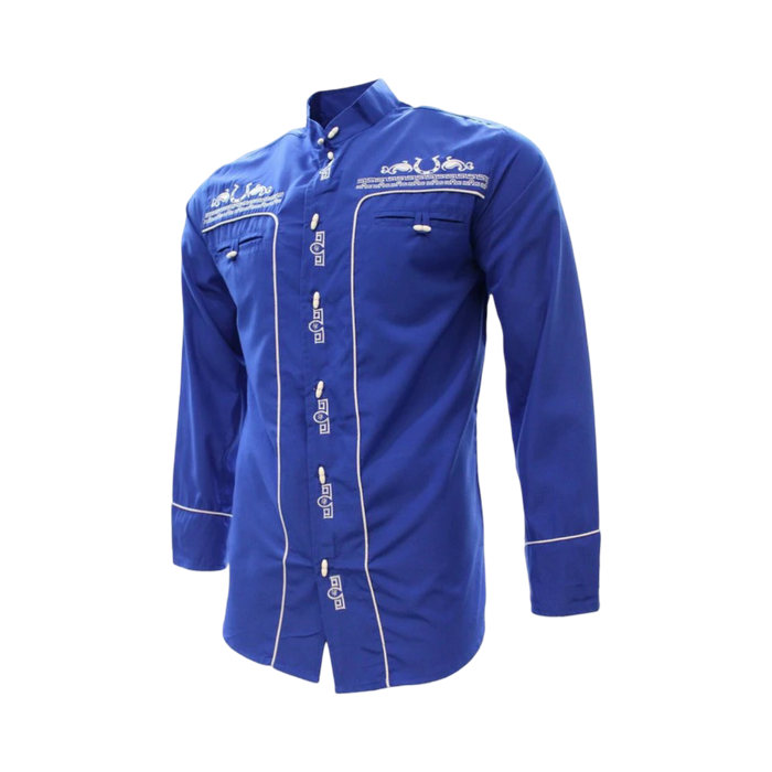 Camisa Charra Azul Rey Elegante para Hombre | Importada de México