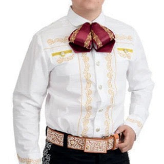 Camisa Charra Blanca con Amarillo para Hombre | Importada de México