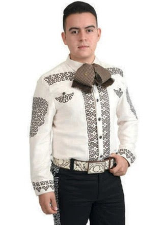 Camisa Charra Blanca con Negro Bordada para Hombre | Importada de México