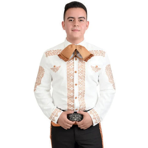 Camisa Charra Blanca de Gamuza para Hombre | Importada de México