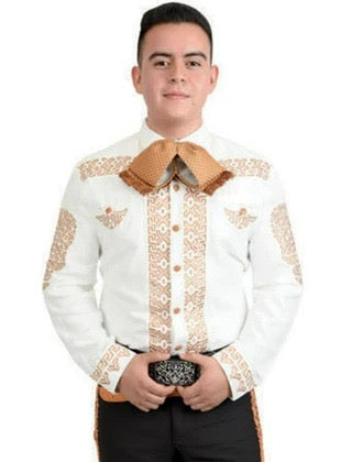 Camisa Charra Blanca de Gamuza para Hombre | Importada de México