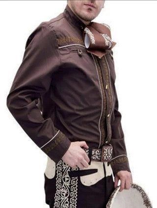 Camisa Charra Café Oscuro para Hombre | Importada de México