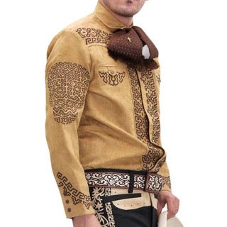 Camisa Charra Coffee de Gamuza para Hombre | Importada de México