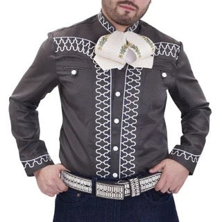 Camisa Charra Gris Claro para Hombre | Importada de México
