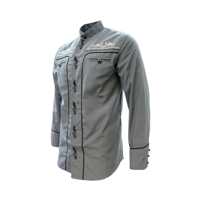 Camisa Charra Gris Oscuro Tradicional para Hombre | Importada de México
