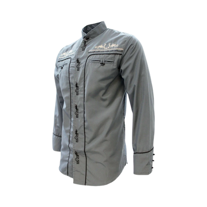 Camisa Charra Gris Oscuro Tradicional para Hombre | Importada de México