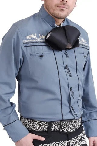 Camisa Charra Gris Oscuro Tradicional para Hombre | Importada de México