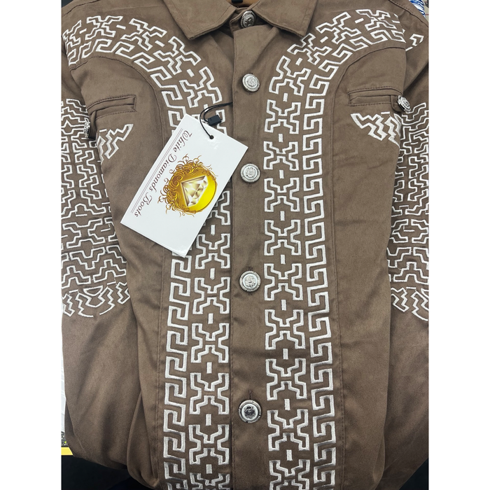 Camisa Charra Miel con Blanco para Hombre | Importada de México
