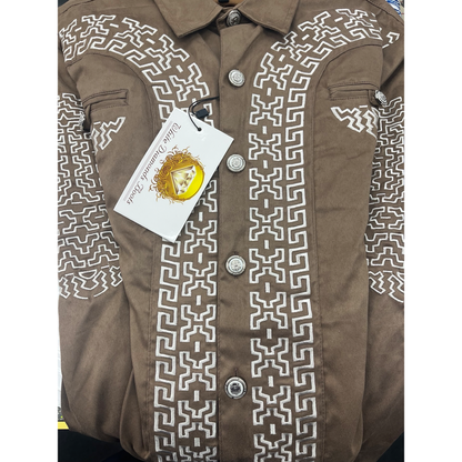 Camisa Charra Miel con Blanco para Hombre | Importada de México