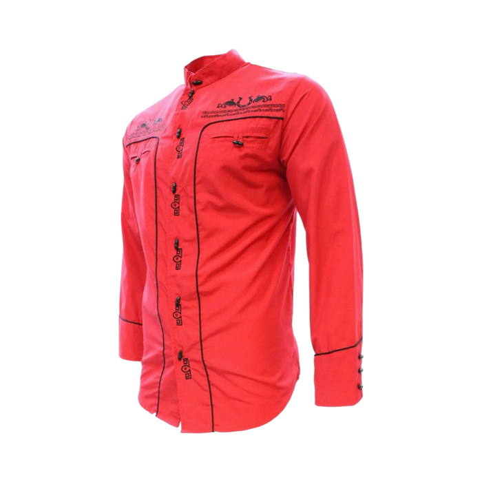 Camisa Charra Roja con Negro para Hombre | Importada de México