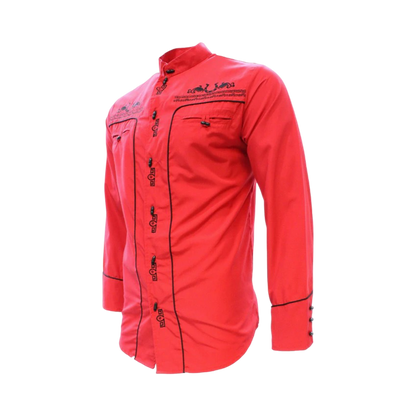 Camisa Charra Roja con Negro para Hombre | Importada de México