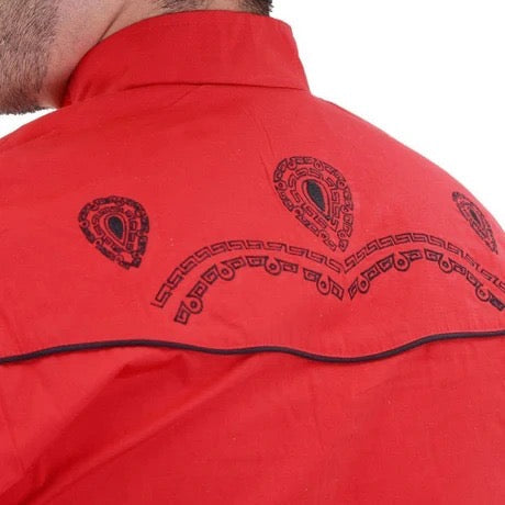 Camisa Charra Roja con Negro para Hombre | Importada de México