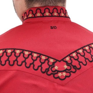 Camisa Charra Roja con Negro para Hombre | Importada de México