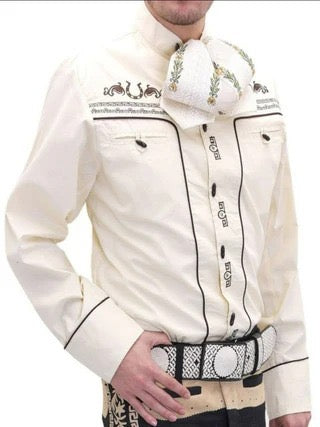 White jacket with brand logo and matching hat worn by a person