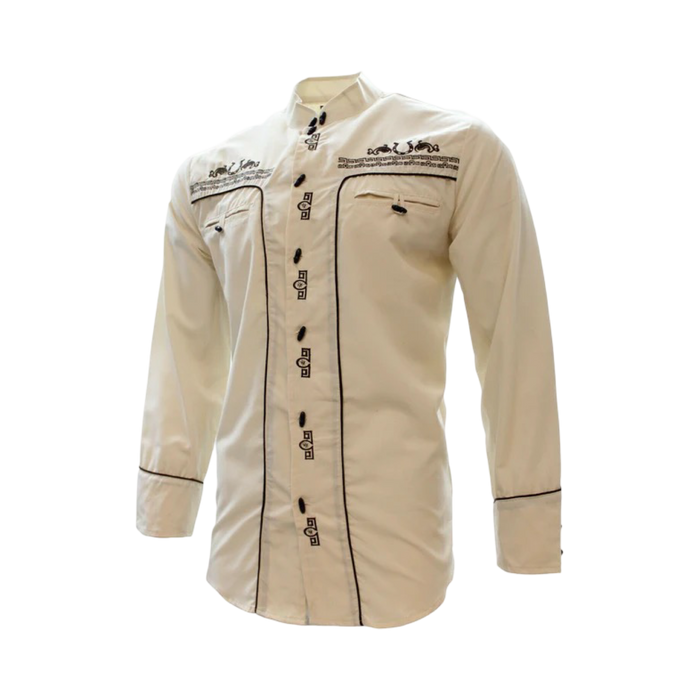 Camisas Charras Para Hombre Beige con Cafe Tradicional