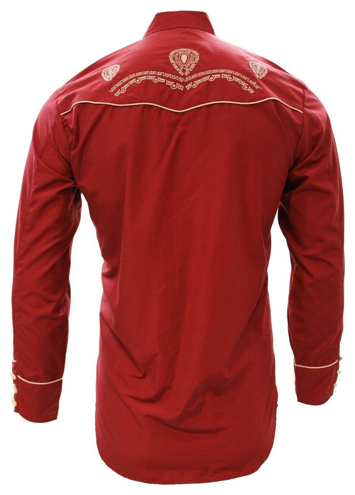 Camisas Charras Para Hombre Vino Obscuro Tradicional