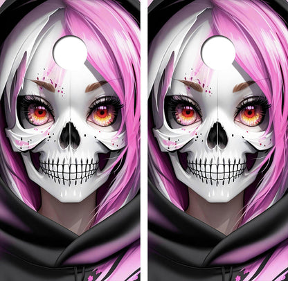 Candy Skull Girl Cornhole Design