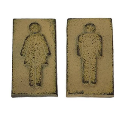 Cast Iron Bathroom Signs Men & Women Bathroom Decor - Wainfleet Trading Post