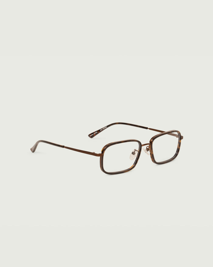 Bronze Tort::Cato Eyeglasses square Tort metal front diagonal