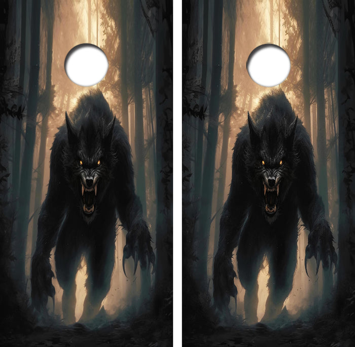 Charging Werewolf Cornhole Design