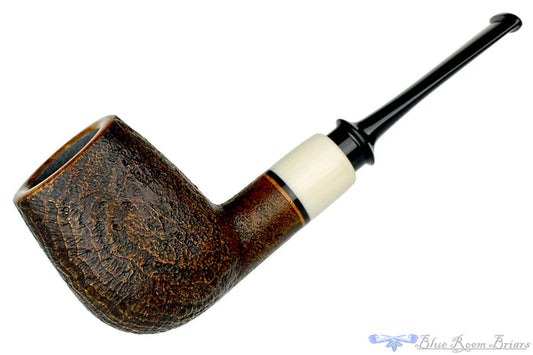 Blue Room Briars is proud to present this Charl Goussard Pipe Sandblast Danish Billiard with Faux Ivory
