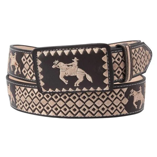 Cinto charro café con diseño de caballo