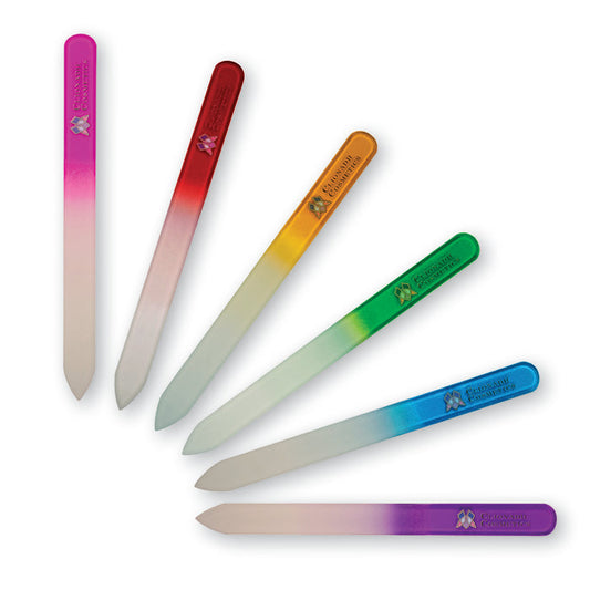 All six Clionadh nail file colours layed out on a white background.