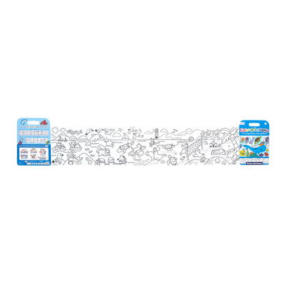 OOLY Color-A-Looong 5' Fold Out Kids Coloring Book - Ocean Adventure open uncolored pages back