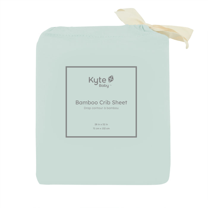 Bamboo Crib Sheet in Sage in the packaging